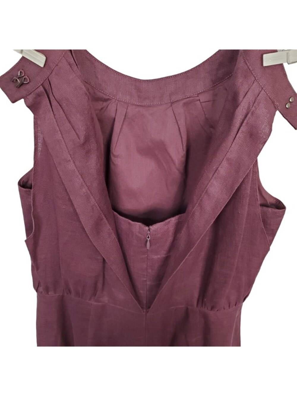 Ann Taylor Loft Size 8 Dress Linen Layered Sleeveless Lined Sheath Knee Purple - Picture 7 of 8